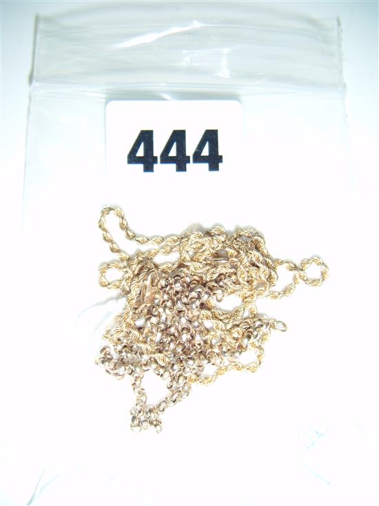 18ct gold rope-link chain and a 9ct gold faceted belcher-link chain